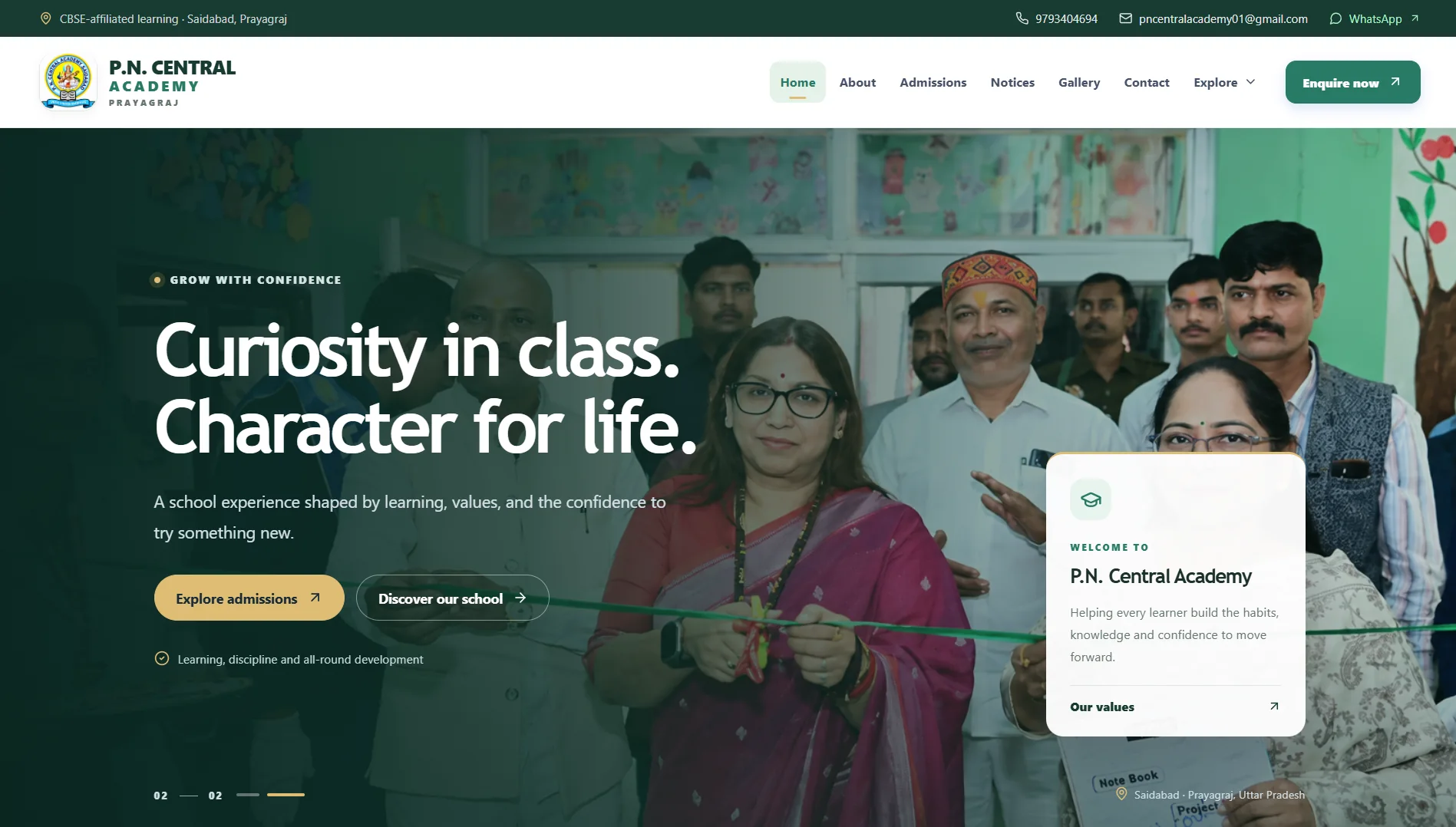 Illustrative preview of the school website information architecture; not a captured production screenshot.